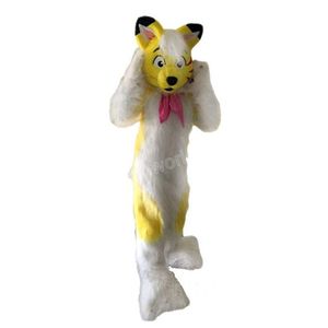Хэллоуин желтый хаски собака талисман костюм высокого качества настроить мультфильм аниме тема персонаж унисекс взрослых наряд рождественские рождественские платья