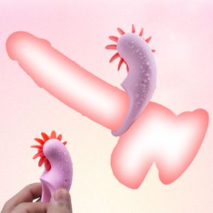 Massaggio Potente leccata di lingua Vibratore femminile Stimolatore clitorideo Anello del pene in silicone Eiaculazione ritardata Cock Ring Giocattolo del sesso per coppia