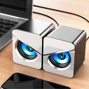 USB Wired Computer Speakers Bass Stereo Subwoofer Colorful LED Light Laptop TV Loudspeaker Personality Music Player