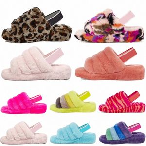 Designer Australian Fluff Fuzz Yeah Slide Slipper Classic Snow Halbe Hausschuhe Scuffette II Einfarbig Damen Mädchen Kinder Winter flach WGG Australien Fell Pelzige Slider