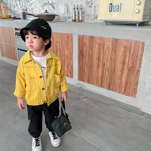 Autumn boys fashion all-match 3 colors jackets Kids turn-down collar single-breasted coats outwears 210508