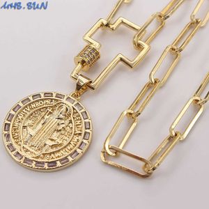 MHS.Sun novo design rotativo pode abrir Cruz Chunky Chain colar com zircão cúbico religião pingente jóias para festa presente 1 pc x0707