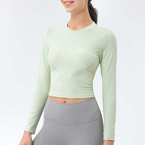 Steg Lu Lu in i den nya Autumn Sports Yoga Top Women's Tight Long Sleeve Coat Fitness Running Training Clothes T-shirt