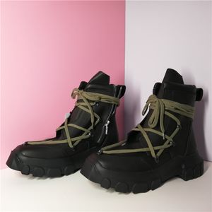 Botas de moto de fundo grossas para homens plataforma de couro homens botas militares 30 # 25 / 20d50