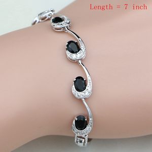 Silver 925 Bridal Jewelry Sets Pearls Beads For Women Wedding Drop Earrings Necklace Ring Natural Black Zircon