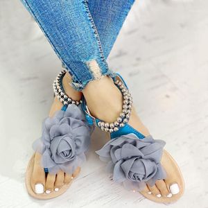 Sandals TELOTUNY 2021Summer Women Flat String Bead Bohemian Style Flower Open Toe Buckle Strap Princess Shoes Sandal