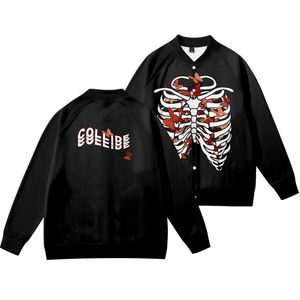 Men's Jackets Baseball Uniform Cardigan High Quality Long Sleeve Black Skeleton Print Jacket Top