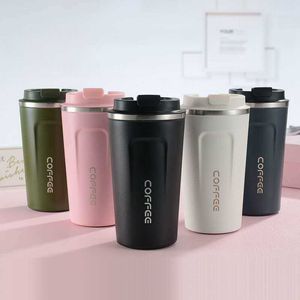 380/510ml Tazza termica da viaggio in acciaio inossidabile con isolamento sottovuoto, a prova di fuoriuscite con coperchio - Thermos per caffè freddo, tè e birra 210615