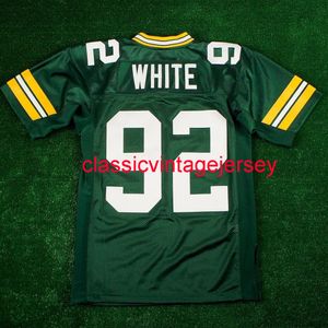 Men Women Youth REGGIE WHITE 1996 Home Green Jersey Stitched Custom Any name number Football jersey