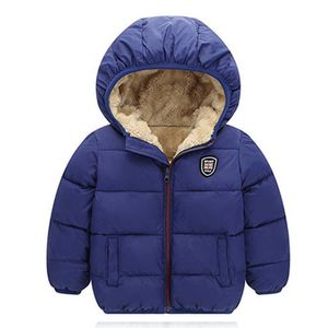 Baby Kid Jackets Cold Winter Plus Fleece Thicken Boys Jackets Toddler Girls Coats Children Hooded Outerwear 1-6Y Toddler Parka H0909