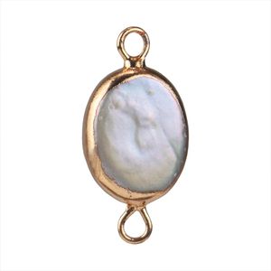Ciondolo di perle barocche di perle bianche naturali placcate in oro 18 carati adatto per la realizzazione di collane