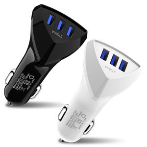 Universal 5V 2.4A 3Usb Ports Car Charger Power Adapter Chargers For Ipad Iphone 14 15 12 13 Samsung S23 S24 Lg Android phone gps