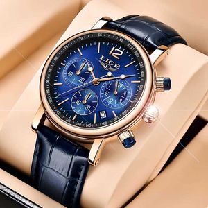 Moda Watch dla Mężczyzn Lige Top Brand Luxury Skórzany Wodoodporny Zegarki Sportowe Zegarki Męskie Zegarek Kwarcowy Reloj Hombre 210527