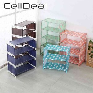CellDeal 3/4/5 Layers Non-woven Shoe Rack Reinforced Living Room Dustproof Shoe Cabinet Organizer DIY Stand Shoes Shelf 210811