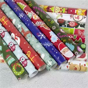 Julförpackning Papper Juldekoration Presentförpackning DIY Paketpapper Tecknad Santa Claus Snowman Deer Presentförpackning Papper FY3583 EE0216