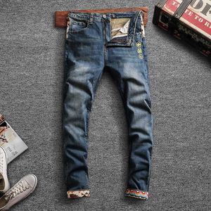 Mode Streetwear Men Jeans Högkvalitativ Retro Tvätt Spliced ​​Designer Ripped Denim Byxor Hip Hop TrousersPatchwork
