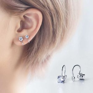 Arrival Fashion 925 Sterling Silver Heart Earrings For Women 4 Color Cubic Zirconia Luxury Clip Gift 210707