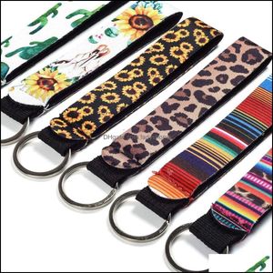 Favor Event Festive Party Supplies Home & Gardenneoprene Wristlet Keychain Printed Wrist Belt Sunflower Strip Leopard Lanyard Key Ring Long