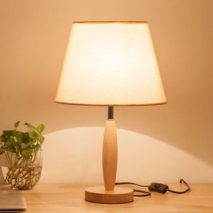 Table Lamps European-style Fabric Wooden Lamp LED Bedroom Bedside Study Reading Desk Home Living Room Decorative
