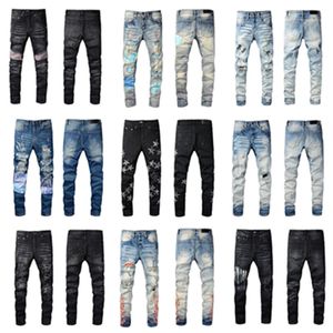 Erkekler Için Yeni Tasarımcı Kotlar toptan satış-2022 Yüksek Kaliteli Yeni Erkekler Tasarımcısı Amirs Kot Moda Sıska Düz İnce Yırtık Kot Streting Sıradan Pantolon