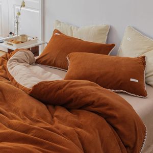 Подвесные комплекты Nordic Set зимнее простое вафлевое молоко флисовая одеяла крышка коралловые кровати льняные одеяло обложки AB бокового постельное белье 200/220