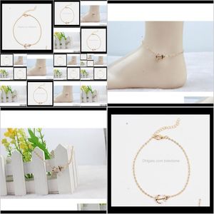 Anklets Drop Delivery 2021 Fashion Jewelry Simple Anchor Gold Color Metal Plated Chain for Women Foot Anklet Small Gift Hsypx