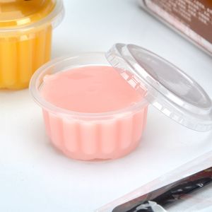 150ml / 5oz Engångs pudding koppar med lock klara plast efterrätt koppar gelé sås yoghurt box skål för fest