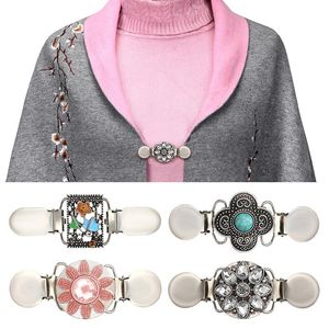 Pins, Brooches Metal Suspender Vintage Sweater Shawl Clip Dresses Cardigan Collar Flower Patterns Women Girls