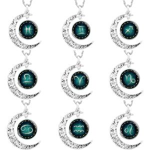 Fashion Galaxy 12 Constellation Horoscope Astrology Pendant Necklace Gift For Women