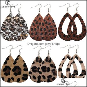 Dangle & Chandelier Earrings Jewelry Selling Classic Imitated Leopard Skin Big Water Drop Bohemia Statement Teardrop Leather Earring-Z Deliv