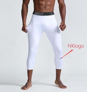 Wholesale мужские брюки высокая эластичность пота абсорбируют быстросухие дышащие плотные спортивные баскетбольные леггинсы бегущие тренировочные компрессии обрезанные брюки