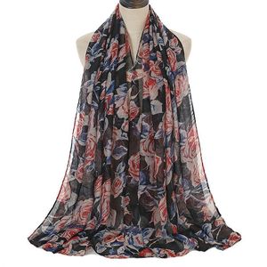 Jesienna zima damskie szalik moda moda róża długie szaliki miękkie szaliki paszmina print bandanas muzułmański hidżab snood 180*90 cm