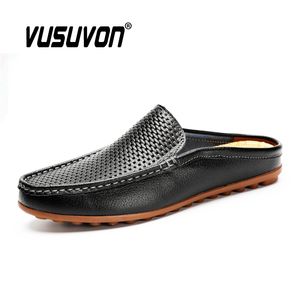 Hausschuhe Männer Outdoor Italienische Echtes Leder Loafer Mokassins Nicht-slip Casual Schuhe Sommer Frühling Mode 2020