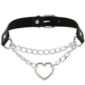 Trendiga sexiga punk gotiska läderhjärta med choker halsband vintage charm runda krage halsband kvinnor smycken gåva j0312
