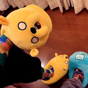 Women indoor Slippers Adventure Time Lovers Jake BMO Warm Woman Finn Plush Shoes Home House Children K722