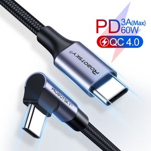 Cavo da USB C a USB tipo C da 60 W Cavo dati USB C PD a 90 gradi per caricabatterie rapido Cavo tipo USB-C per Huawei