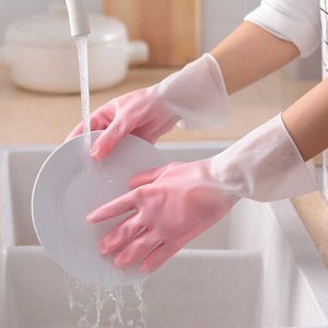 2PCS Dishwashing Gloves Kitchen Household Cleaning Tool Silicone Glove Magic Housework Gloves Gradient Color Thin Section summer 210622