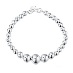 Link, Łańcuch 925 Sterling Silver Ball Kształt Koraliki Popcorn Bransoletka Dla Kobiet Wedding Engagement Party Biżuteria