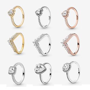 Уважаемые кольца женские роскошные обручальные кольца 925 Стерлинговая серебряная серебряная мода с бриллиантами 18 тыс.