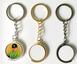 Metal Double Sided Heat Transfer Keychains Pendant Sublimation Blank Keychain 360 Degree Rotating Party Decoration DIY Keyring Wholesale