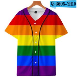 T-shirt da uomo in jersey da baseball T-shirt 3D con bottoni stampati Maglietta unisex estiva casual T-shirt Hip Hop Teens 072