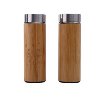 2021 Natural Bamboo Tumbler 350ml Stainless Steel Liner Bottle Vacuum Flasks Insulated Bottles Coffee Tea Mug Bamboo Cup