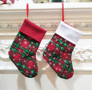 Weihnachtsstrümpfe Socken Schneeflocke Plaid Weihnachten Hängender Strumpf Kinder Weihnachtsgeschenk Süßigkeitentüten Dekor Weihnachtsbaum Ornament SN5944