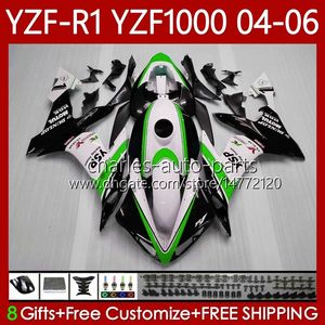 Kit carene per YAMAHA YZF-R1 YZF R 1 1000 CC YZF1000 YZFR1 04 05 06 Carrozzeria 89No.70 YZF R1 1000CC Verde bianco blk 2004 2005 2006 YZF-1000 2004-2006 Corpo moto OEM