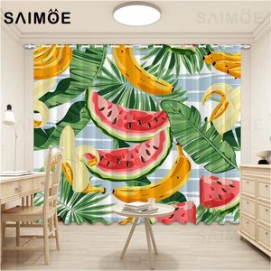 Curtain & Drapes Green Plant Leaves Tropical Fruit Living Room Banana Pineapple Modern Curtains Bedroom Ultra Micro Shading Decor