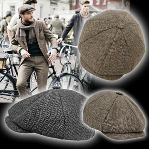 Outono inverno homens newsboy chapéu Berets Britânica Ocidental Estilo Estilo Britânico Lã Flat Cap Classic Retro Retro Causal Boina