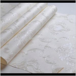 Déce Gardenwhite Embossed Damasco Wallpaper Quarto Sala de Estar Padrão Floral 3D Texturizado Papel de Parede Decoração 10m Rolo Wallp