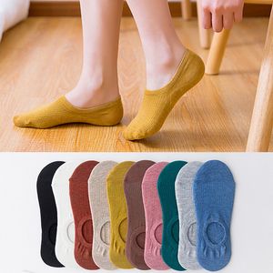 Solid Färg Kvinnor Tjej Bomull Osynlig Sock Non-Slip Andas Socks Högkvalitativ grossistpris