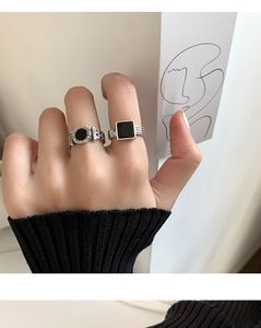 Kreis-verlobungsringe großhandel-Silber überzogene Fingerbandringe Engagement Schmuck für Frauen Kreative Black Circle Party Zubehör Geschenke