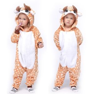 Kids Christmas Elk Pijama Inverno Quente Flanela Dinossauro Animal Animal Menino Menina Crianças Cosplay Party 211026